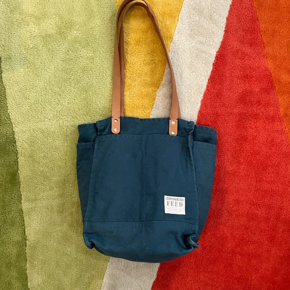 FEED Market Tote Bag Pockets Farmer’s Market Picnic - Picture 2 of 5